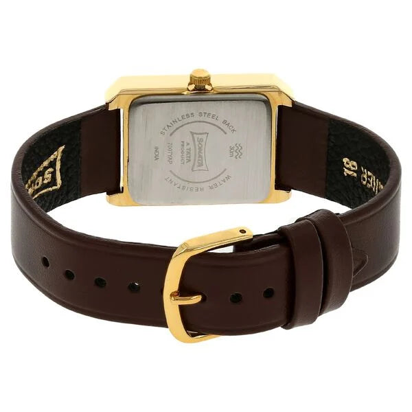 Sonata 7007YL | Sonata Quartz Analog with Day and Date Champagne Dial Leather Strap Watch for Men