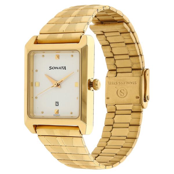 Sonata 7007YM | Sonata Quartz Analog White Dial Stainless Steel Strap Watch for Men