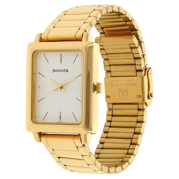 Sonata NP7078YM01 | Sonata Quartz Analog White Dial Stainless Steel Strap Watch for Men