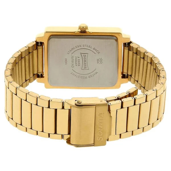 Sonata NP7078YM01 | Sonata Quartz Analog White Dial Stainless Steel Strap Watch for Men