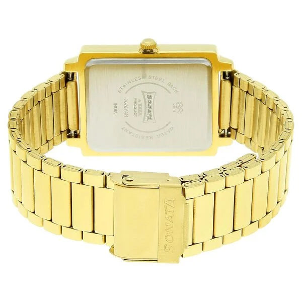 Sonata NP7078YM03 | Sonata Quartz Analog with Day and Date White Dial Stainless Steel Strap Watch for Men