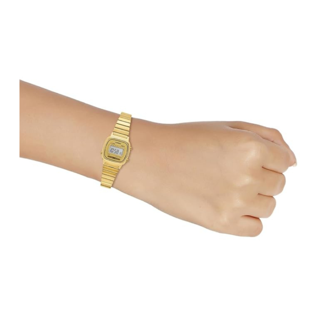 Casio LA670WGA-9DF D343 | Vintage Women Quartz Gold Dial Digital Stainless Steel Watch