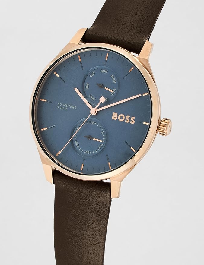 Boss 1514103 | Tyler Men Quartz Blue Dial Chronograph Leather Watch.