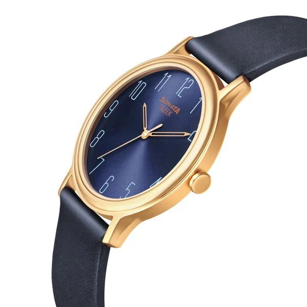 Sonata NN7128WL05 | Sonata Quartz Analog Blue Dial Leather Strap Watch for Men