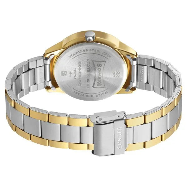 Sonata 7133BM03 | Sonata Quartz Analog with Day and Date Silver Dial Stainless Steel Strap Watch for Men
