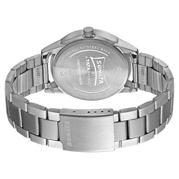 Sonata 7133SM02 | Sonata Quartz Multifunction Blue Dial Stainless Steel Strap Watch for Men