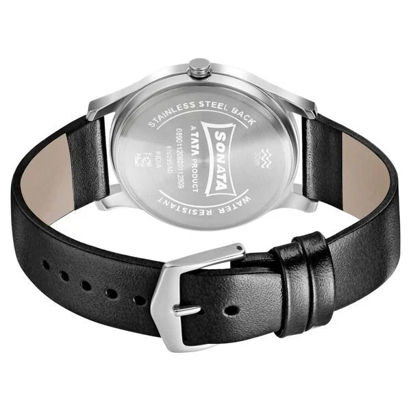 Sonata NP7135SL04 | Sonata Quartz Analog White Dial Leather Strap Watch for Men