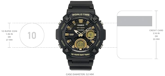 Casio AD264 | Casio Youth Analog-Digital Gold Dial Men AEQ-120W-9AVDF