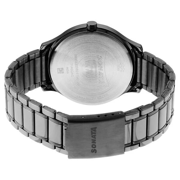 Sonata NS7140QM01 | Sonata Unveil Quartz Analog Grey Dial Stainless Steel Strap Watch for Men