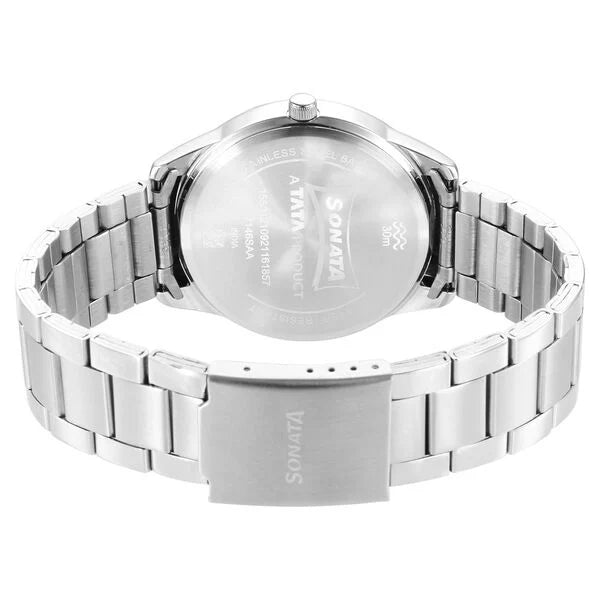 Sonata 7146SM02 | Sonata Force Quartz Analog with Day and Date Blue Dial Stainless Steel Strap Watch for Men