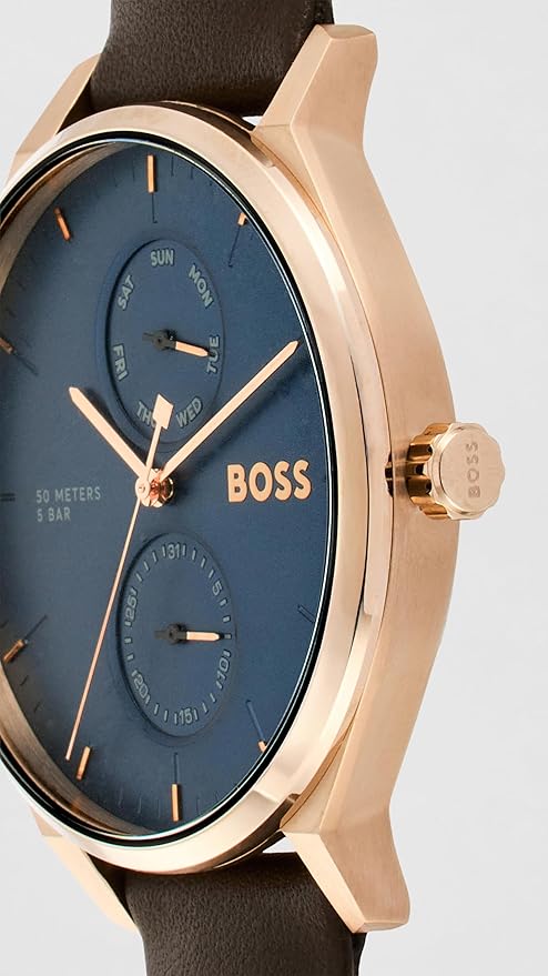 Boss 1514103 | Tyler Men Quartz Blue Dial Chronograph Leather Watch.