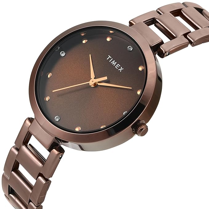 Timex TW000X272 | Classics Women Quartz Brown Dial Analog Stainless Steel Watch