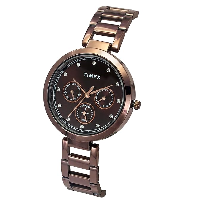 Timex TW000X267 | Fashion Women Quartz Brown Dial Multi-Function Stainless Steel Watch