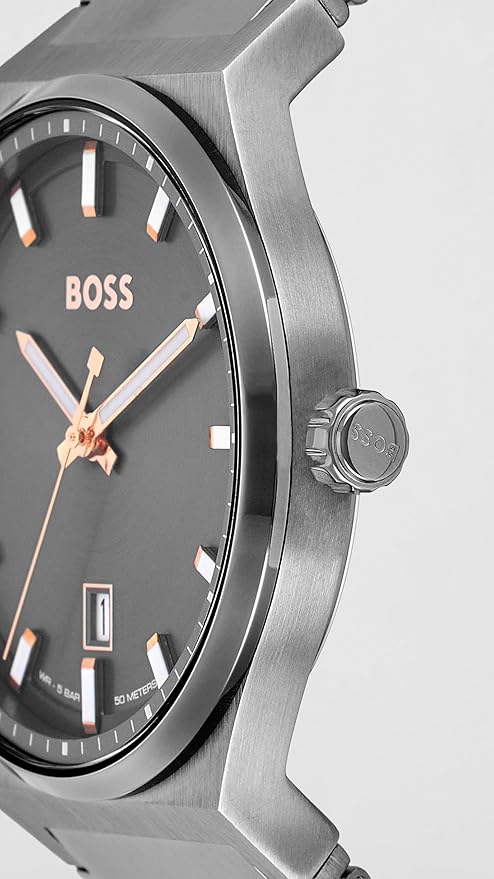 Boss 1514078 | Candor Men Quartz Grey Dial Analog Stainless Steel Watch.