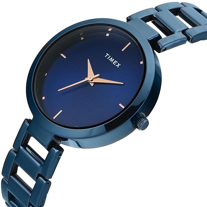 Timex TW000X277 | Fashion Women Quartz Blue Dial Analog Stainless Steel Watch