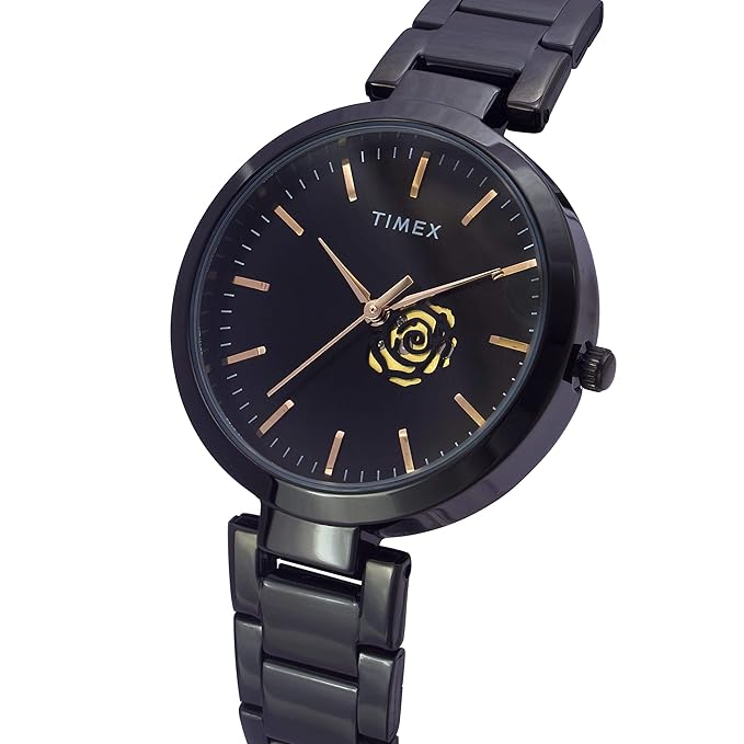 Timex TW000X255 | Fashion Women Quartz Black Dial Analog Stainless Steel Watch