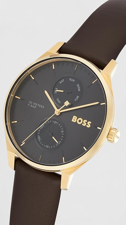 Boss 1514214 | Tyler Men Quartz Black Dial Multi-Function Leather Watch