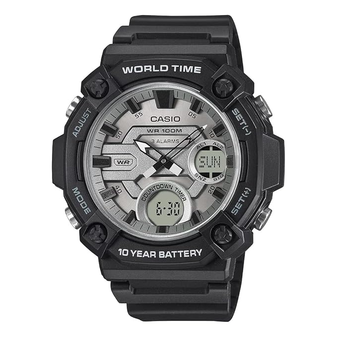 Casio AD284 | Casio Youth AEQ-120W-7AVDF Analog-Digital Silver Dial Men
