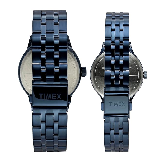 Timex TW00PR319 | TIMEX Blue Round Dial Analog Pair's Watch.