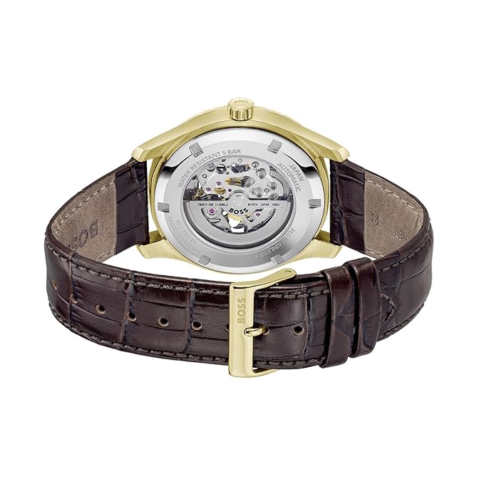 Boss 1514235 | Principle Skeleton Men Automatic Grey Dial Analog Leather Watch