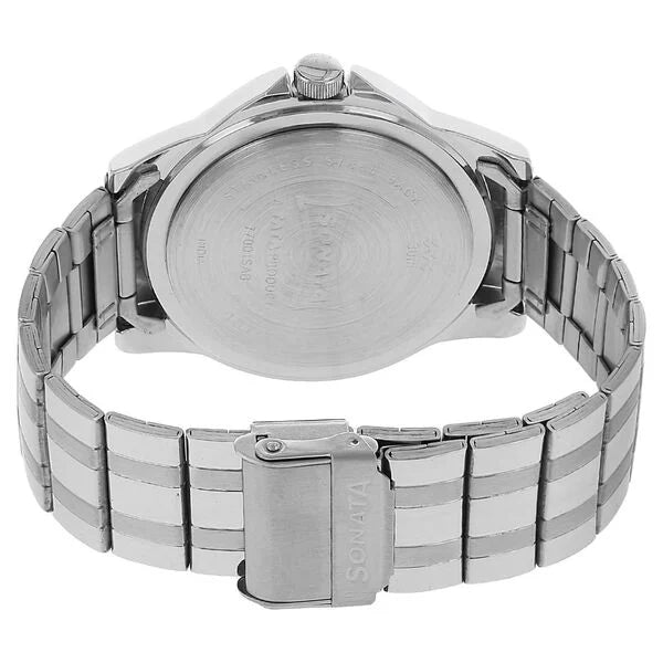 Sonata NK77001SM02 | Sonata Quartz Analog White Dial Stainless Steel Strap Watch for Men