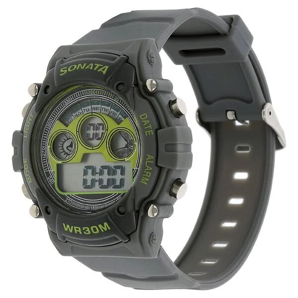 Sonata 77006PP02 | SF Digital Dial Grey Plastic Strap Watch for Men