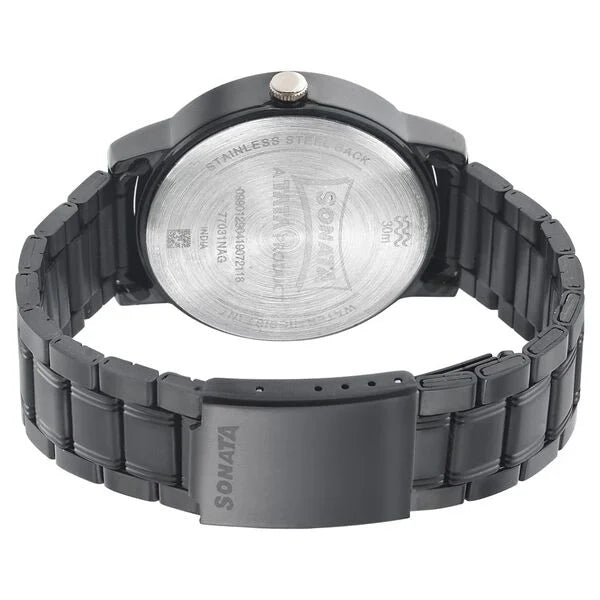 Sonata 77031KM03 | Sonata Beyond Gold Quartz Analog Black Dial Metal Strap Watch for Men