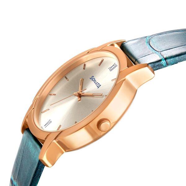 Sonata NP77031WL01 | Sonata Quartz Analog Silver Dial Leather Strap Watch for Men