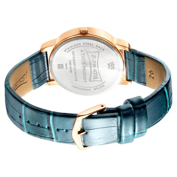 Sonata NP77031WL01 | Sonata Quartz Analog Silver Dial Leather Strap Watch for Men