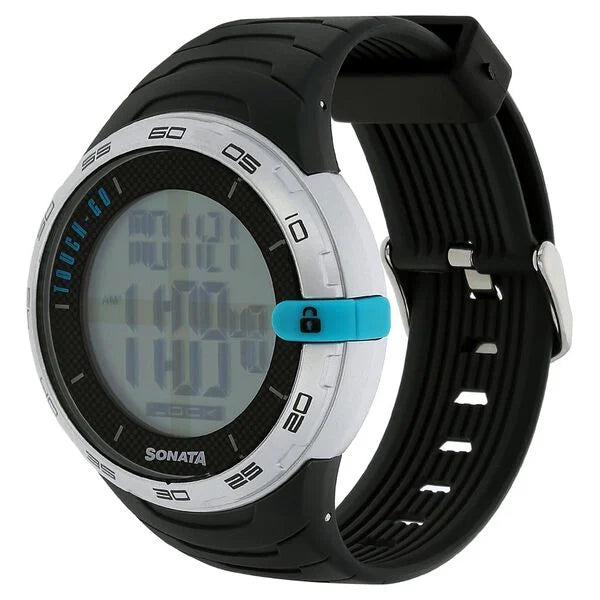 Sonata 77041PP01J | SF Digital Dial Plastic Strap Watch for Men