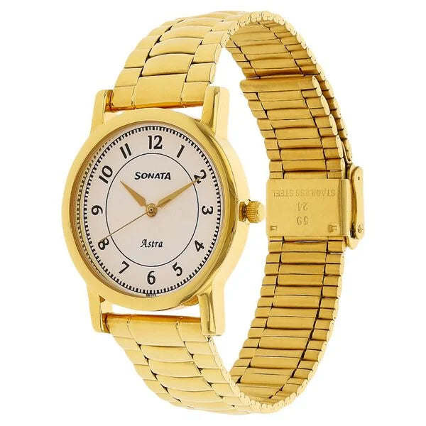 Sonata NP77049YM03 | Sonata Quartz Analog White Dial Stainless Steel Strap Watch for Men