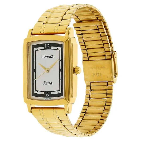 Sonata 77059YM01J | Sonata Quartz Analog White Dial Stainless Steel Strap Watch for Men