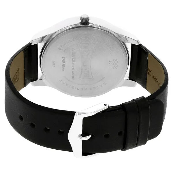 Sonata NK77063SL01 | Sonata Quartz Analog Silver Dial Leather Strap Watch for Men