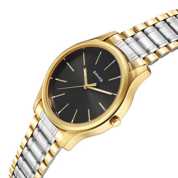 Sonata 77082BM02 | Sonata Traditional Essentials Quartz Analog Grey Dial Stainless Steel Strap Watch for Men