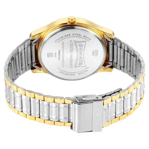 Sonata 77082BM02 | Sonata Traditional Essentials Quartz Analog Grey Dial Stainless Steel Strap Watch for Men