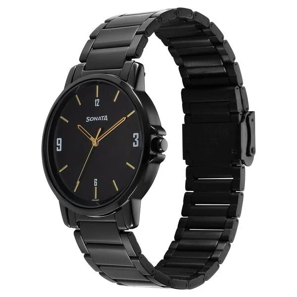 Sonata 77083NM01 | Sonata Quartz Analog Black Dial Watch for Men
