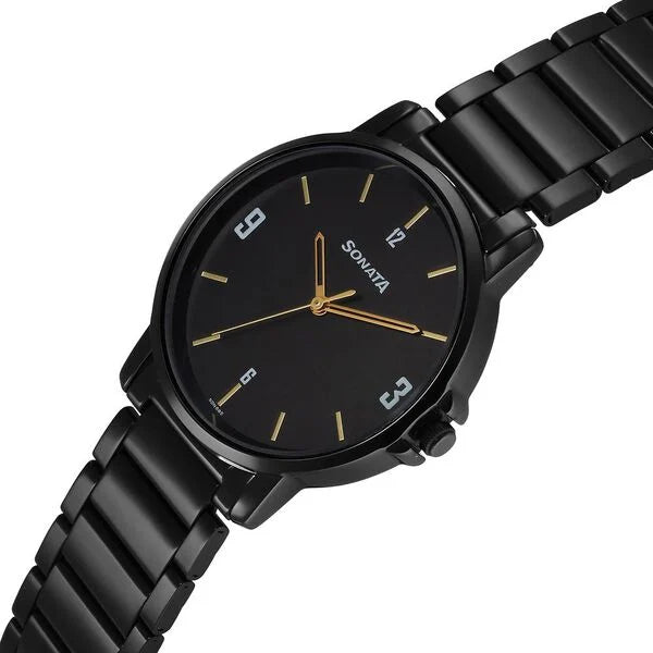 Sonata 77083NM01 | Sonata Quartz Analog Black Dial Watch for Men