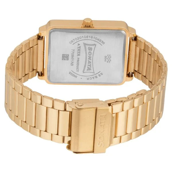 Sonata NN77084YM04 | Sonata Quartz Analog with Day and Date White Dial Stainless Steel Strap Watch for Men
