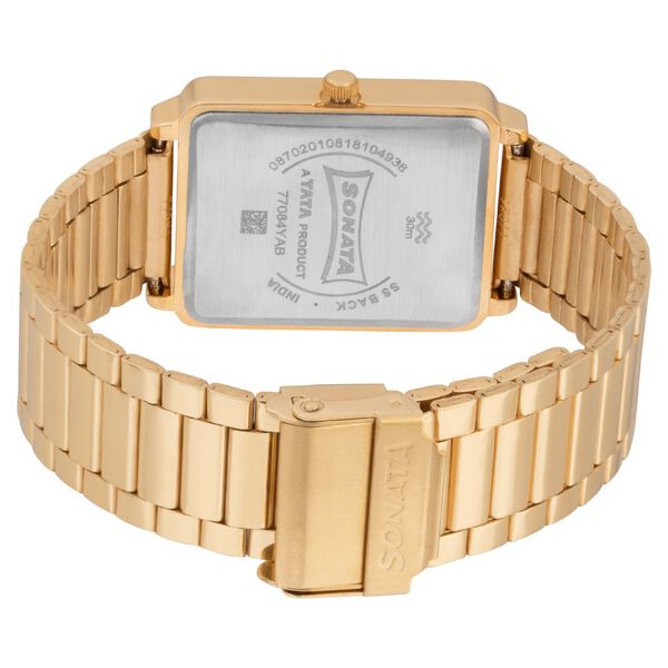 Sonata NP77084YM04 | Sonata Quartz Analog with Day and Date White Dial Stainless Steel Strap Watch for Men