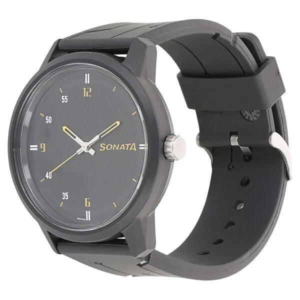Sonata 77085PP03 | Sonata Quartz Analog Black Dial Plastic Strap Watch for Men