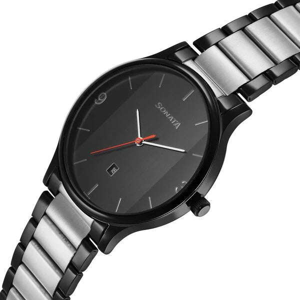 Sonata NS77105KM01 | Sonata Quartz Analog Black Dial Watch for Men