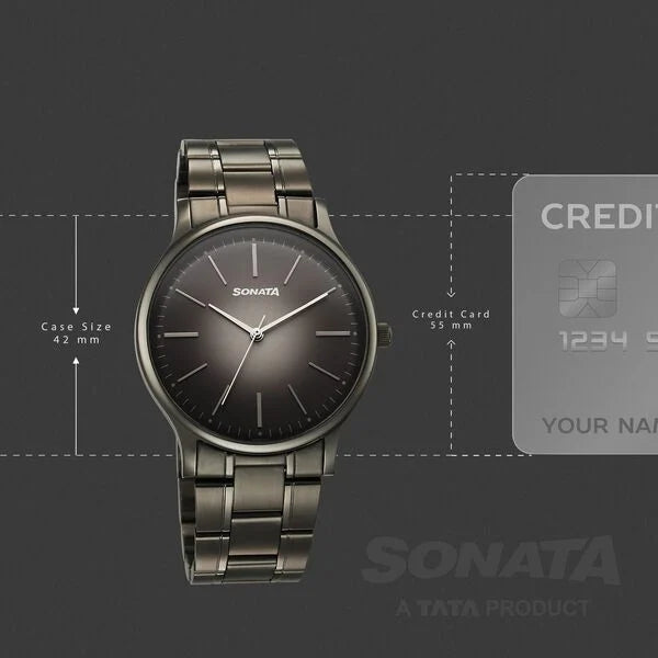 Sonata 77105QM07 | Sonata Aspire Quartz Analog Grey Dial Stainless Steel Strap Watch For Men