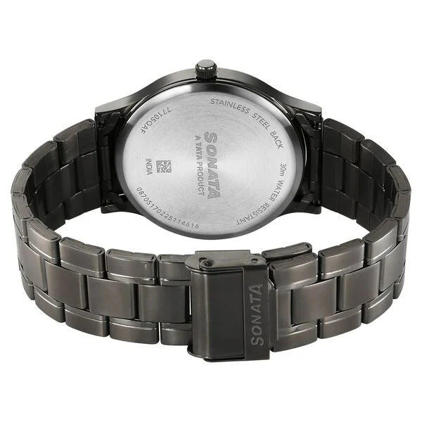 Sonata 77105QM07 | Sonata Aspire Quartz Analog Grey Dial Stainless Steel Strap Watch For Men