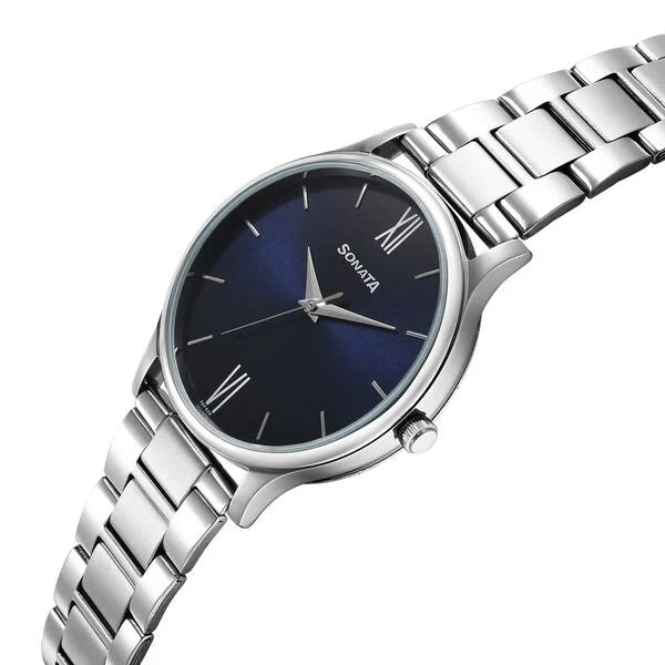 Sonata 77105SM08 | Sonata Aspire Quartz Analog Blue Dial Stainless Steel Strap Watch for Men