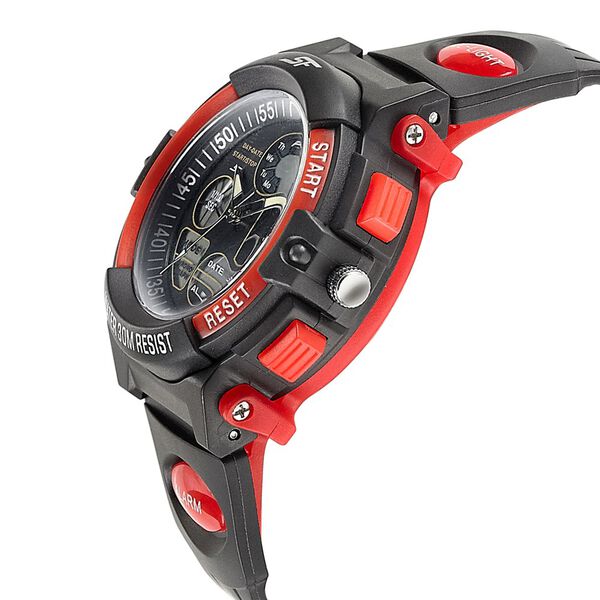 Sonata NS77116PP03W | SF Quartz Analog Digital Black Dial PU Strap Watch for Men