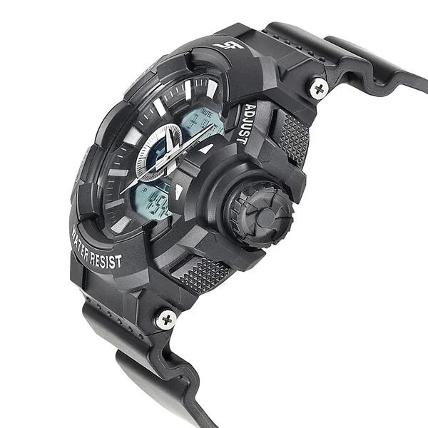 Sonata NS77118PP01 | SF Quartz Analog Digital Black Dial PU Strap Watch for Men