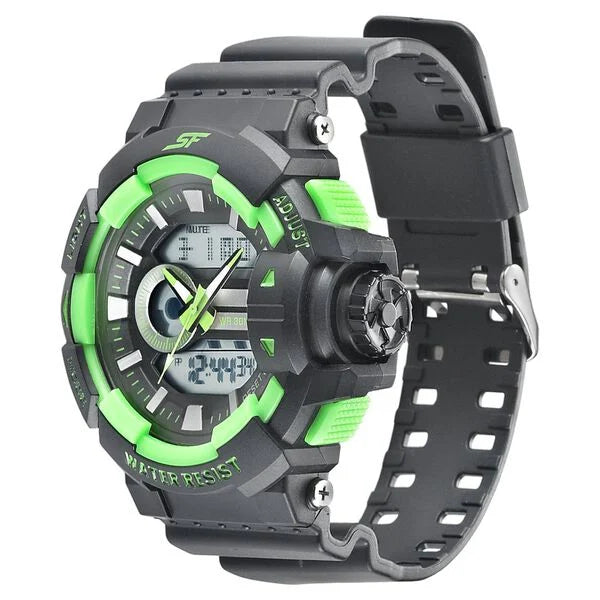 Sonata NS77118PP04 | SF Quartz Analog Digital Black Dial PU Strap Watch for Men