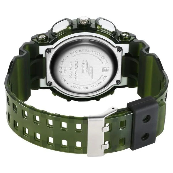 Sonata 77137PP08 | Sonata SF Spectra Quartz Digital Green Dial Translucent Green Polyether Strap Watch For Men