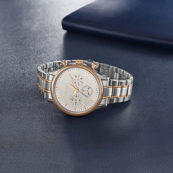 Sonata 77146KM01 | Sonata Quartz Multifunction Pink Dial Two Toned Stainless Steel Strap Watch For Men