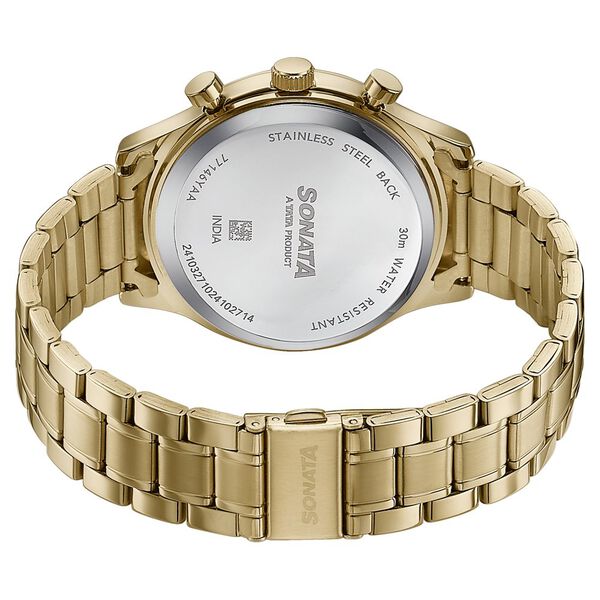 Sonata 77146YM02 | Sonata Wedding Edit Quartz Multifunction Green Dial Stainless Steel Strap Watch For Men